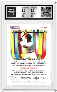 Graded Leaf Vivid Jesus Baez Technicolor Red Auto baseball trading card 34/35