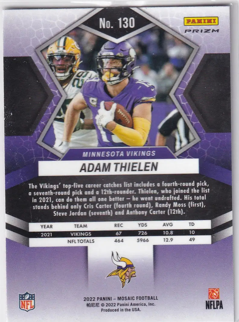 2022 MOSAIC #130 ADAM THIELEN PINK REACTIVE- MINNESOTA VIKINGS - Football Card Single