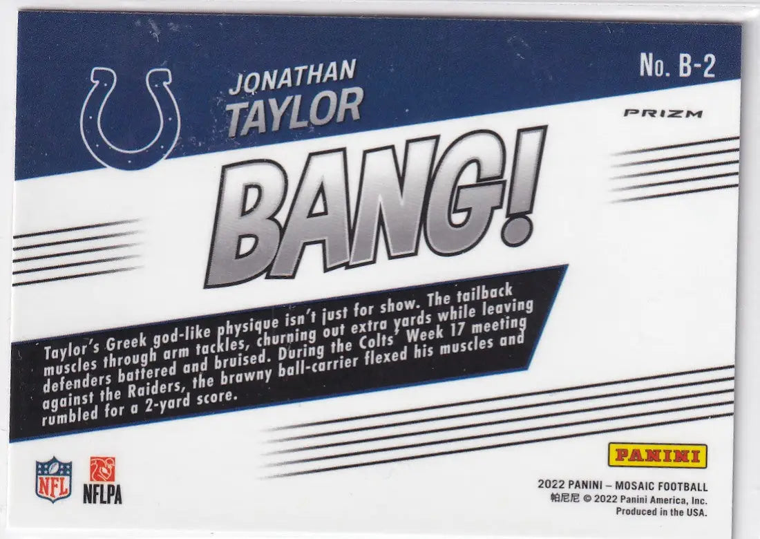 2022 MOSAIC #B-2 JOHNATHAN TAYLOR BANG RED- INDIANAPOLIS COLTS - Football Card Single