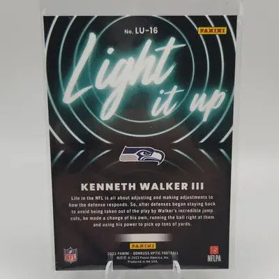 2022 Optic Football Kenneth Walker III Light It Up RC Insert #LU-16 - Football Card Single