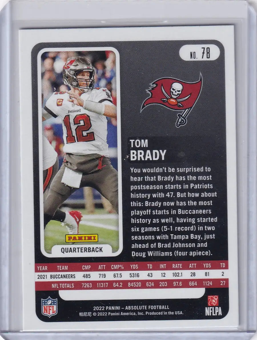 2022 Panini Absolute #78 Tom Brady - Tampa Bay Buccaneers - Football Card Single