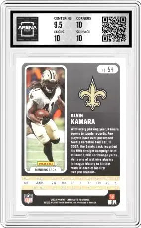 2022 Panini Absolute Alvin Kamara #54 Purple Rain 03/10 AC 10 - Football Card Single