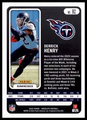 2022 Panini Absolute - Green Derrick Henry 82 Tennessee Titans - Football Card Single