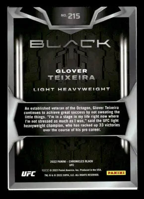 2022 Panini Chronicles Black UFC Glover Teixeira #215 Mixed Martial Arts (MMA) - UFC/MMA Card Single