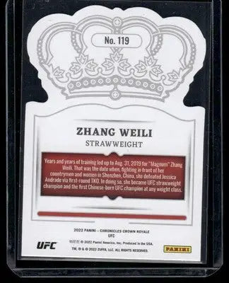 2022 Panini Chronicles Crown Royale Zhang Weili #119 Mixed Martial Arts (MMA) - UFC/MMA Card Single