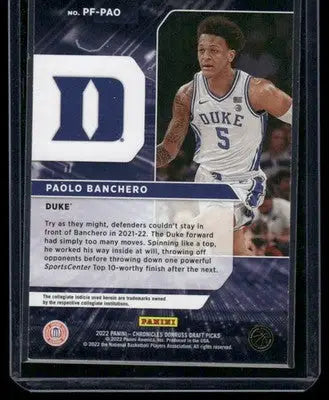 2022 Panini Chronicles Donruss Draft Picks Power Formulas Paolo Banchero #PF-PAO - Basketball Card Single