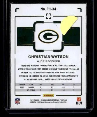 2022 Panini Chronicles #PH-34 Christian Watson Photogenic - Football Card Single
