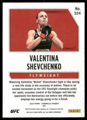 2022 Panini Chronicles Phoenix UFC Valentina Shevchenko #324 Mixed Martial Arts - UFC/MMA Card Single