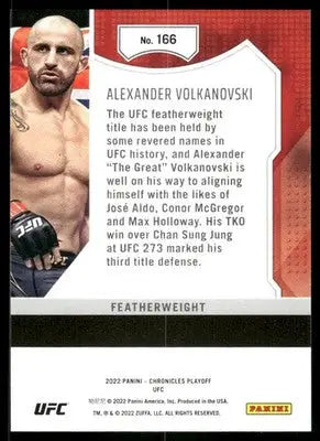 2022 Panini Chronicles Playoff UFC Alexander Volkanovski #166 Mixed Martial Arts - UFC/MMA Card Single