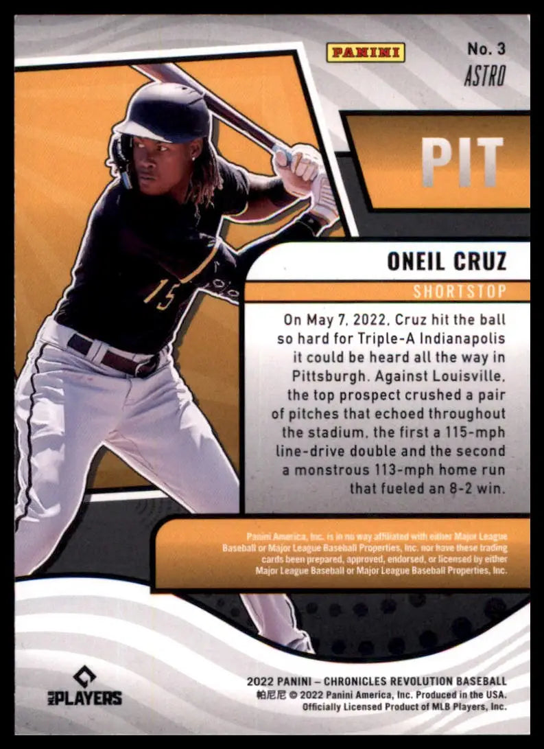 2022 Panini Chronicles - Revolution Astro Oneil Cruz 3 Pittsburgh Pirates NM - Baseball Card Single