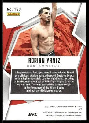 2022 Panini Chronicles Rookies & Stars UFC Adrian Yanez #183 RC MMA - UFC/MMA Card Single
