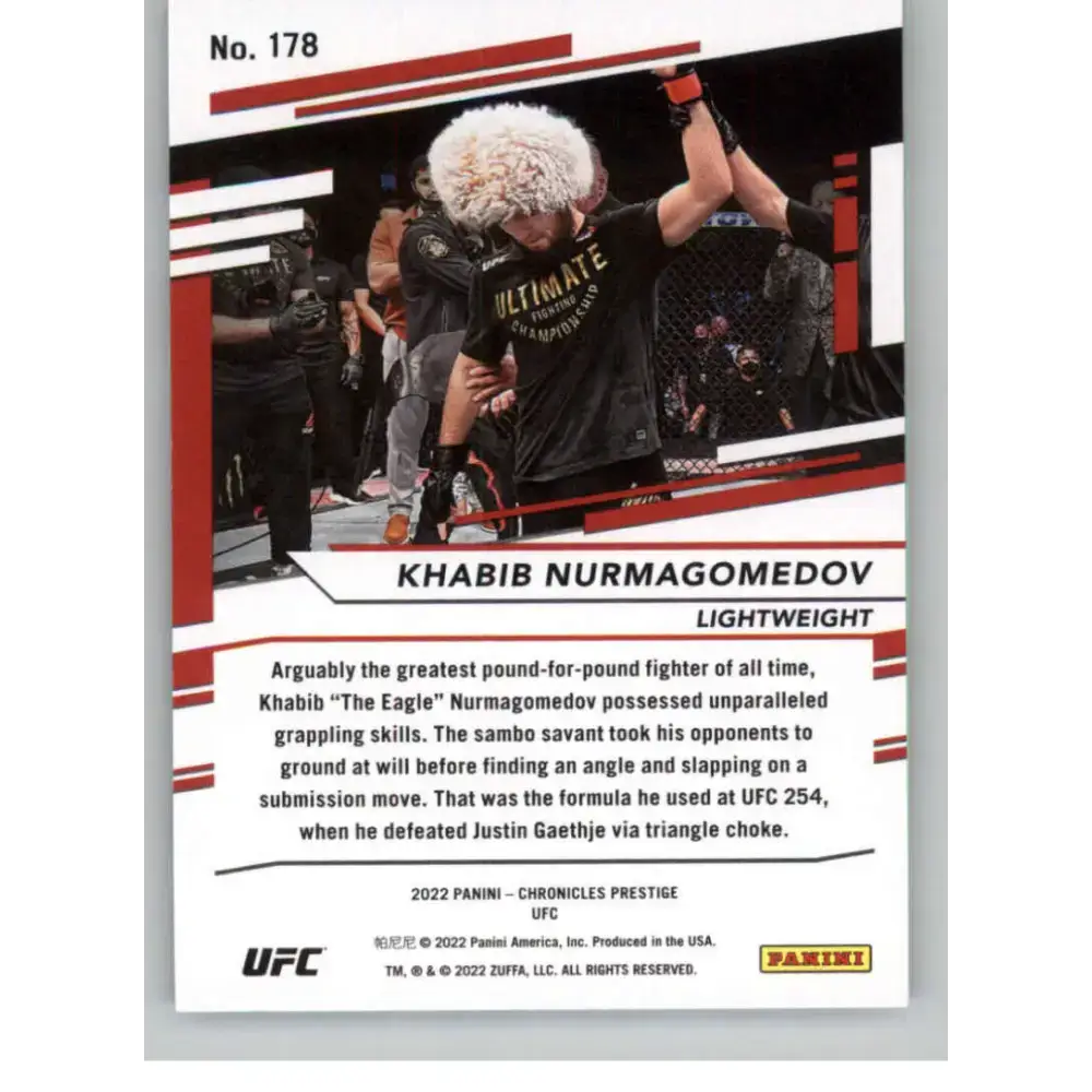 2022 Panini Chronicles UFC #178 Khabib Nurmagomedov NM-MT Lightweight MMA Card - UFC/MMA Card Single