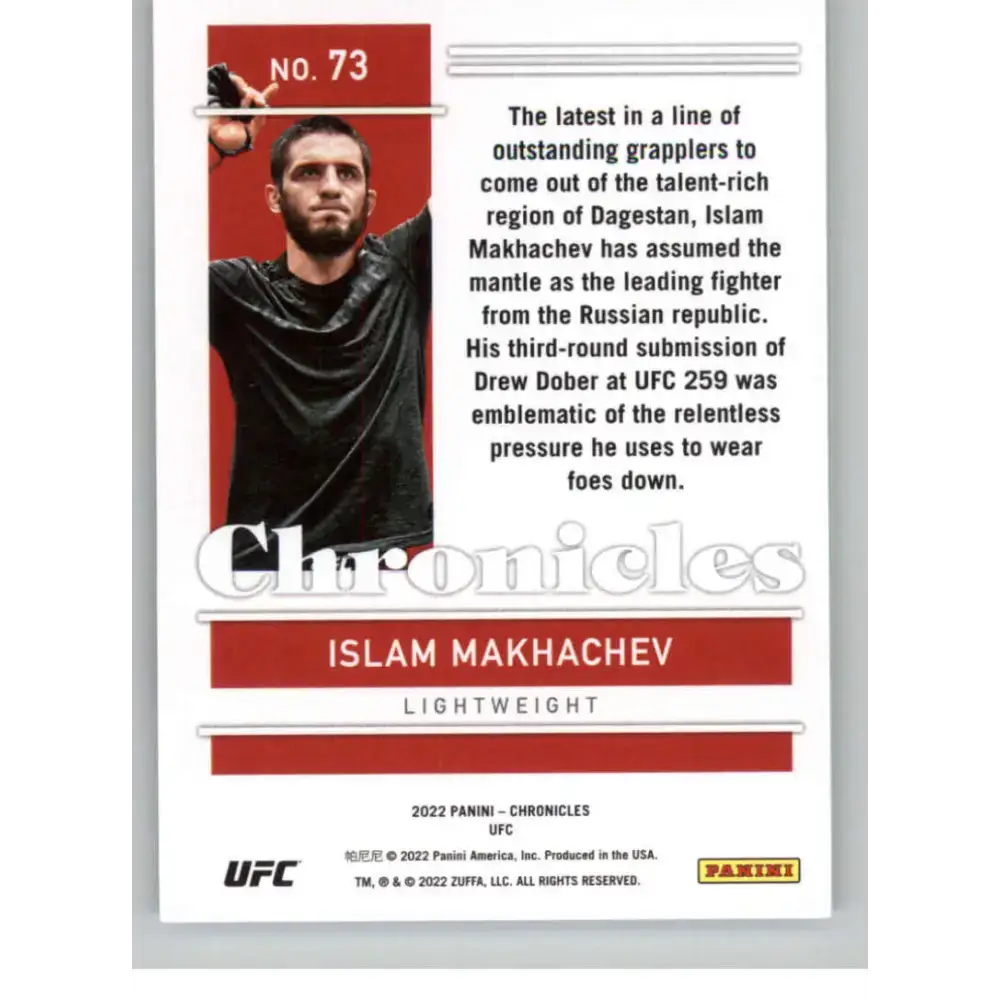 2022 Panini Chronicles UFC #73 Islam Makhachev NM-MT Lightweight MMA Card - UFC/MMA Card Single