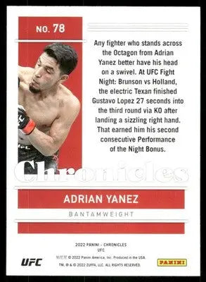 2022 Panini Chronicles UFC Adrian Yanez #78 RC Mixed Martial Arts (MMA) - UFC/MMA Card Single
