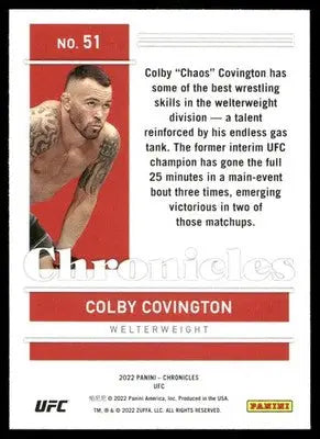 2022 Panini Chronicles UFC Colby Covington #51 Mixed Martial Arts (MMA) - UFC/MMA Card Single