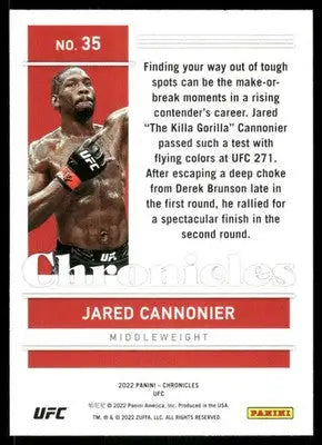 2022 Panini Chronicles UFC Jared Cannonier #35 Mixed Martial Arts - UFC/MMA Card Single