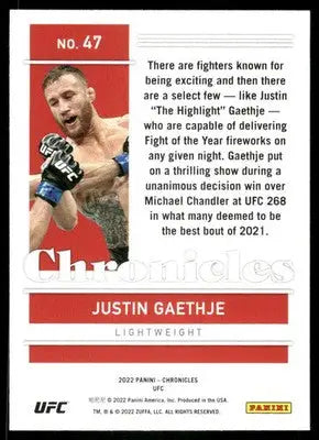 2022 Panini Chronicles UFC Justin Gaethje #47 MMA - UFC/MMA Card Single