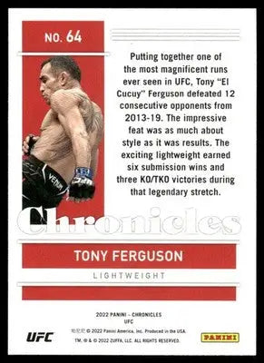 2022 Panini Chronicles UFC Tony Ferguson #64 Mixed Martial Arts (MMA) - UFC/MMA Card Single