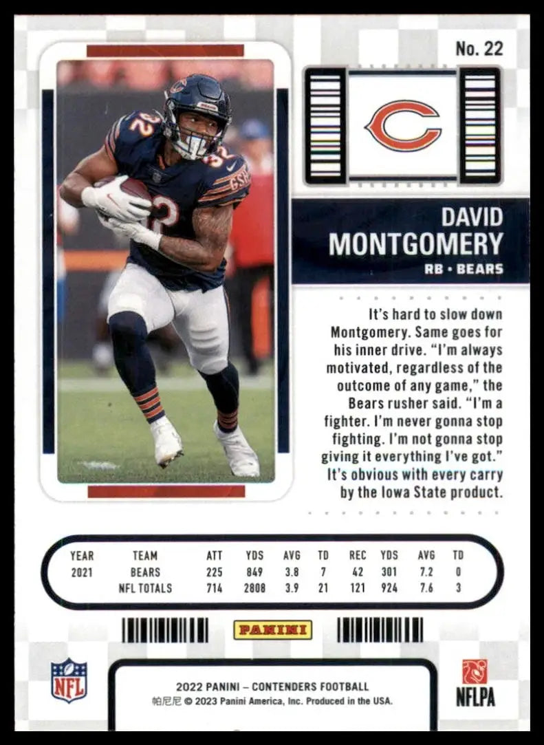 2022 Panini Contenders - Season Ticket David Montgomery #22 - Football Card Single