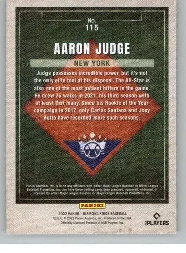 Original gloss of Aaron Judge baseball card from Panini Diamond Kings 2022 series