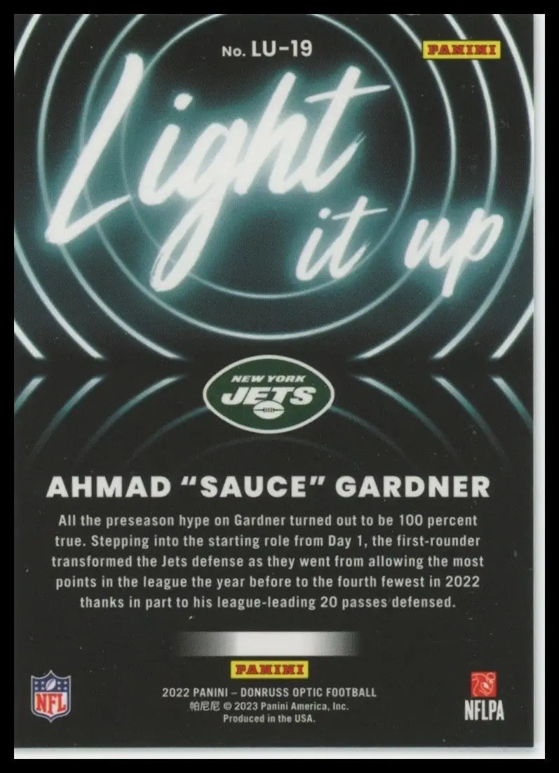 2022 Panini Donruss Optic - Light It Up Ahmad Gardner #LU-19 (RC) - Football Card Single