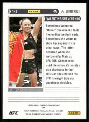 2022 Panini Luminance Valentina Shevchenko #151 Mixed Martial Arts (MMA) - UFC/MMA Card Single