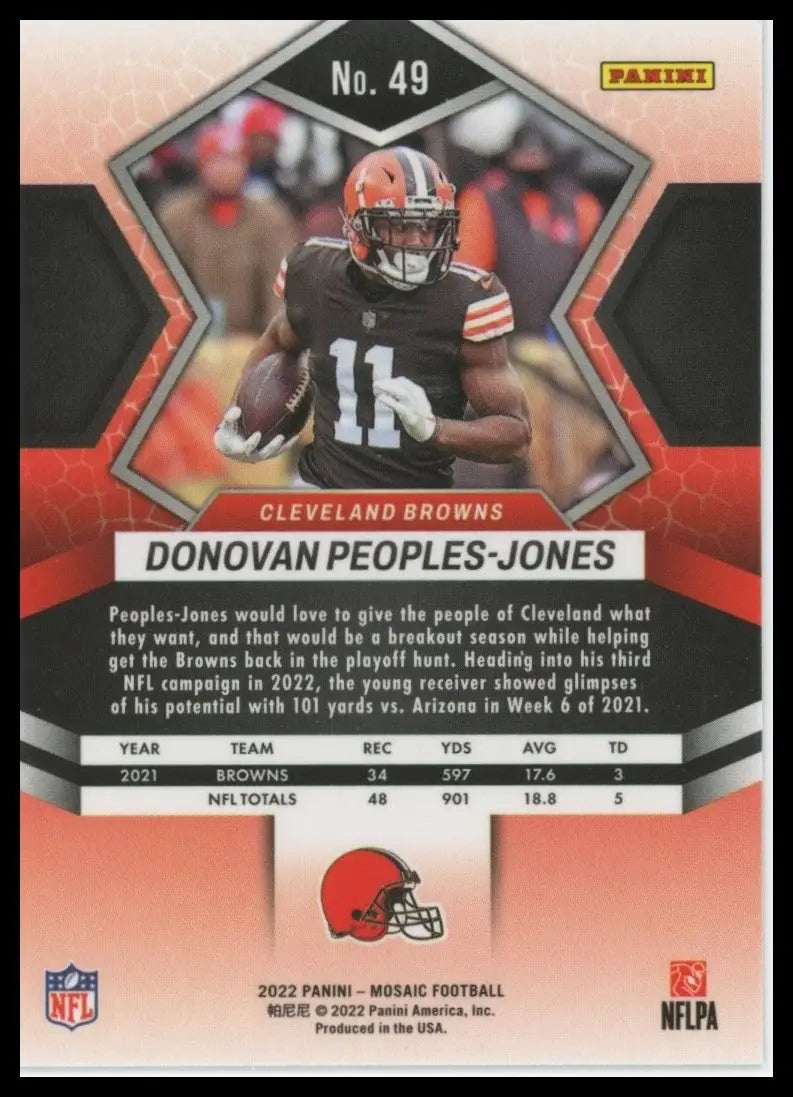 2022 Panini Mosaic Donovan Peoples Jones #49 Cleveland Browns Football Card NFL - Football Card Single