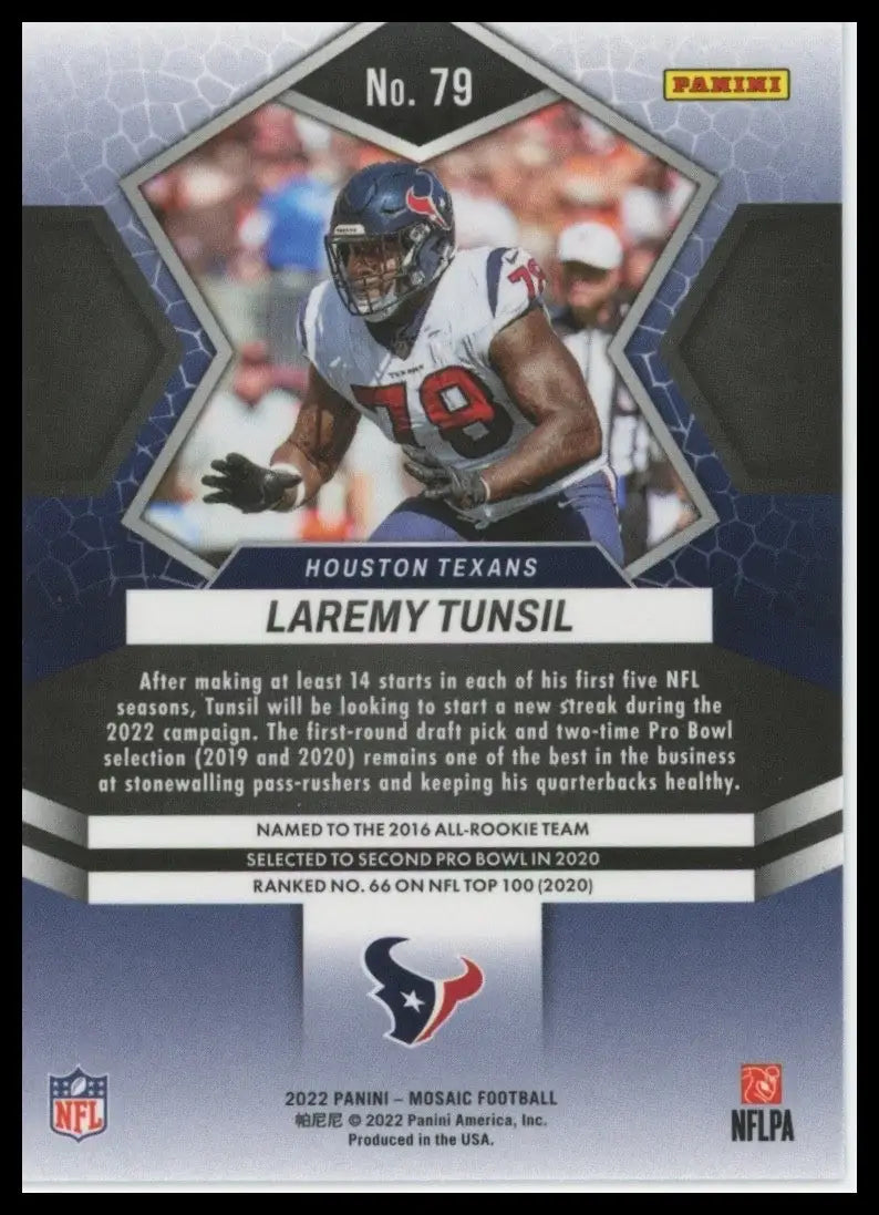 2022 Panini Mosaic Laremy Tunsil #79 Houston Texans Football Card NFL Sports - Football Card Single