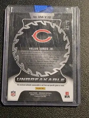 2022 Panini Obsidian V.Jones Jr. Unbreakable Material Electric Etch Orange #/75 - Football Card Single