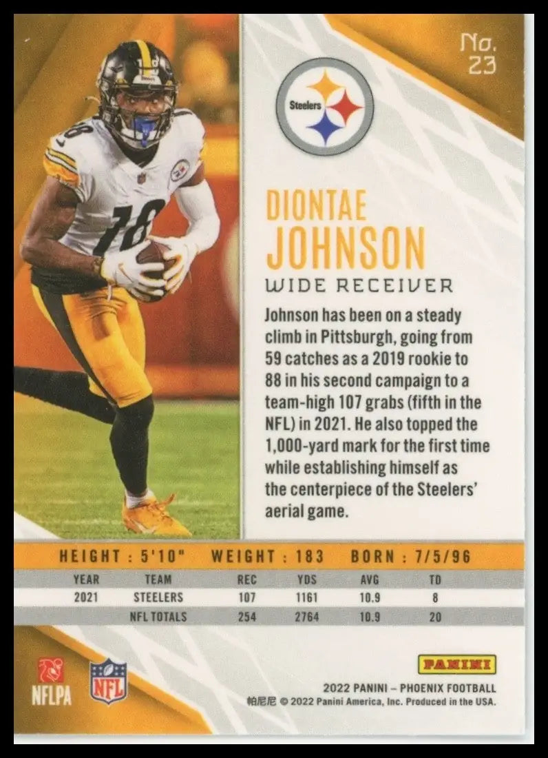 2022 Panini Phoenix Diontae Johnson #23 Pittsburgh Steelers Football Card NFL - Football Card Single