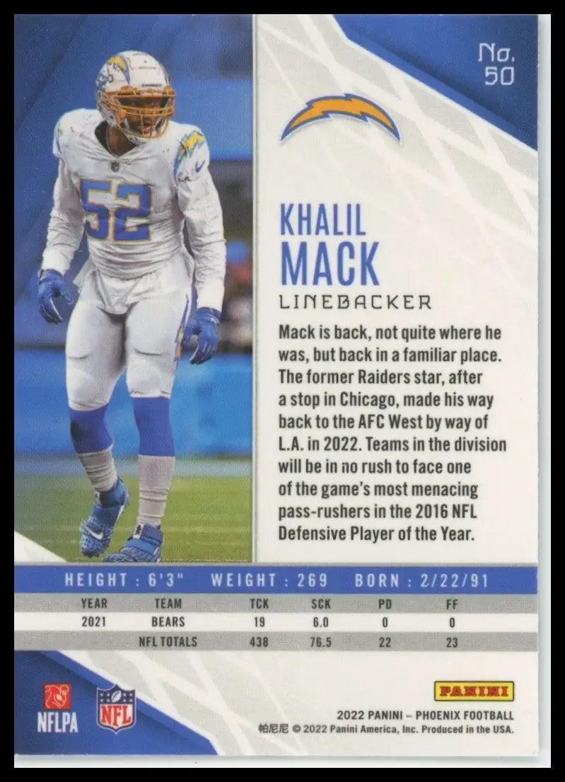 2022 Panini Phoenix - Khalil Mack #50 - Football Card Single