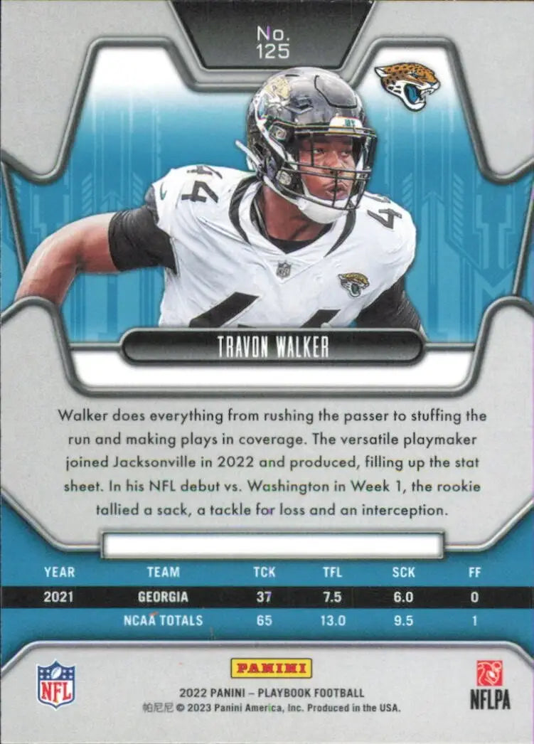 2022 Panini Playbook #125 Travon Walker Rookie Jacksonville Jaguars Football NFL - Football Card Single
