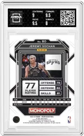 2022 Panini Prizm Jeremy Sochan #80 Monopoly Basketball Arena Club 8.5 - Basketball Card Single