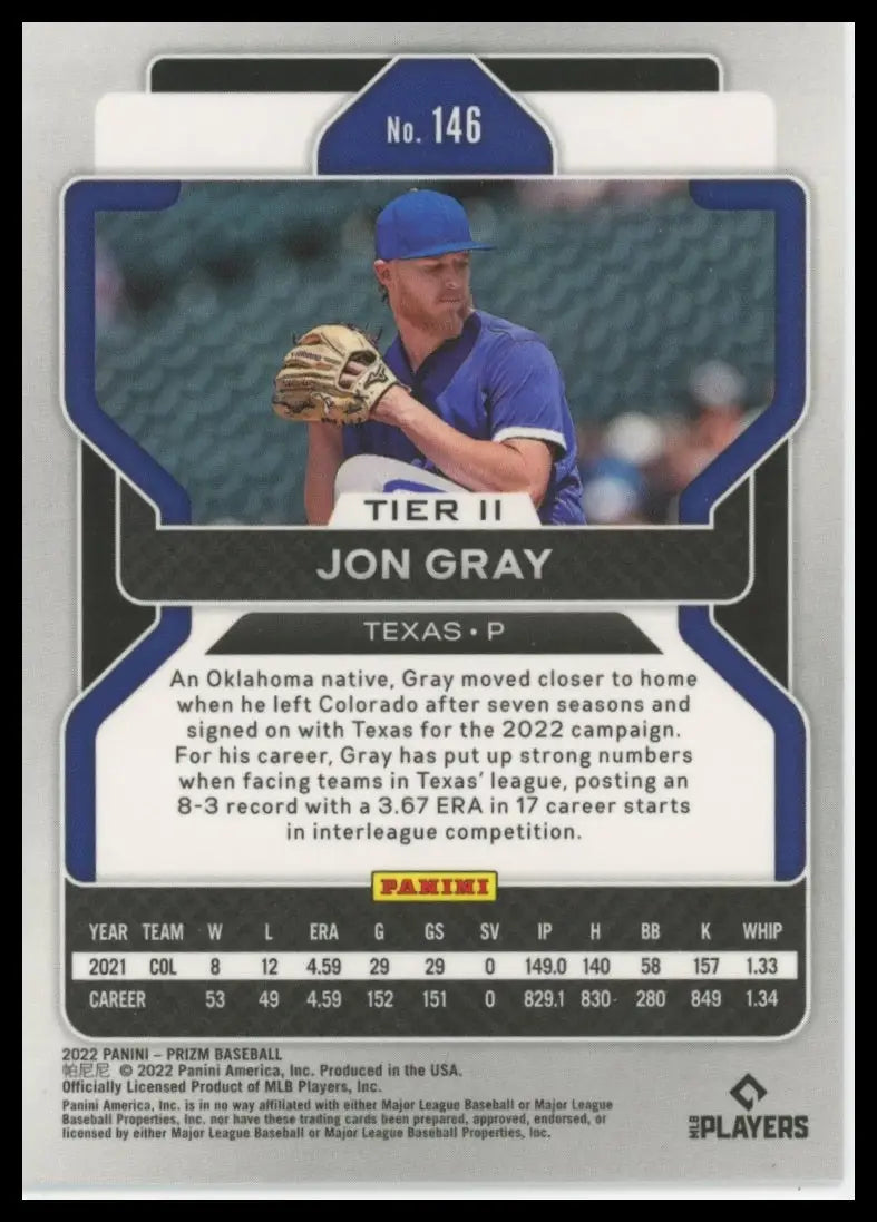 2022 Panini Prizm Jon Gray 146 Texas Rangers NM - Baseball Card Single