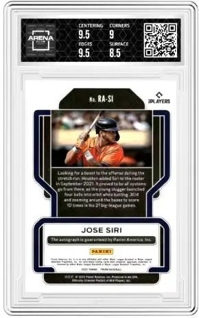2022 Panini Prizm Jose Siri #RA-SI Rookie Auto RC Baseball Arena Club 9 - Baseball Card Single