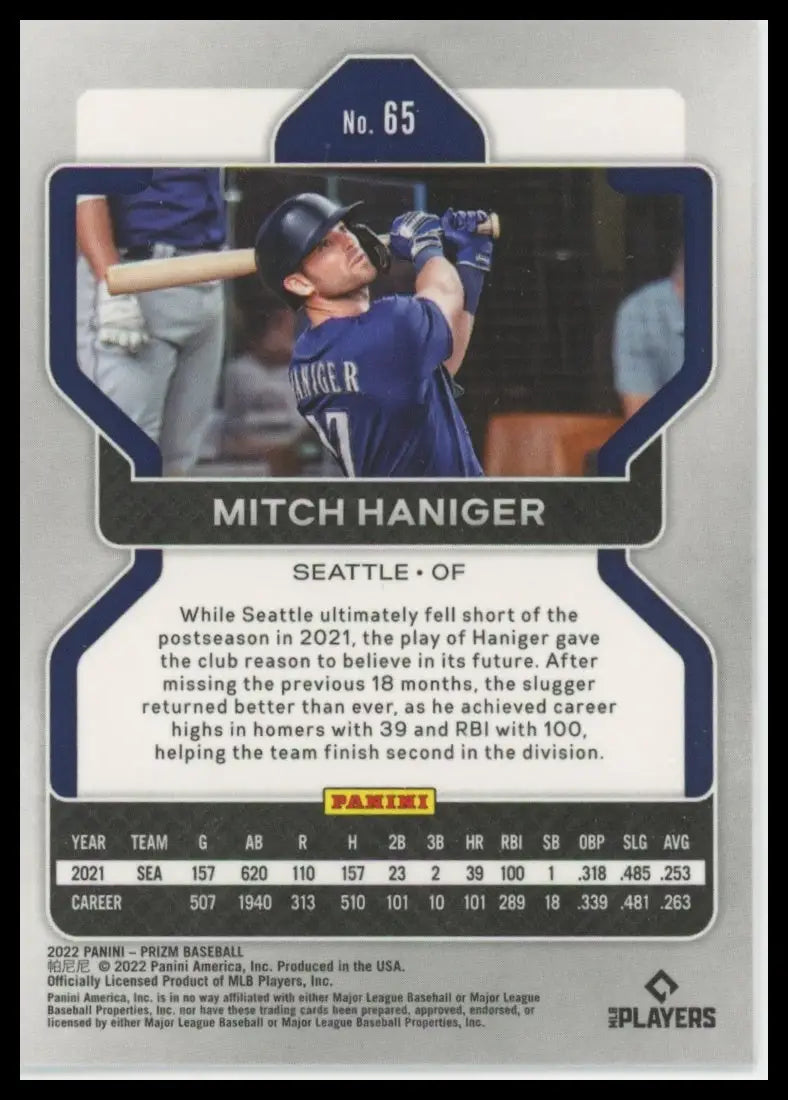 2022 Panini Prizm Mitch Haniger 65 Seattle Mariners NM - Baseball Card Single