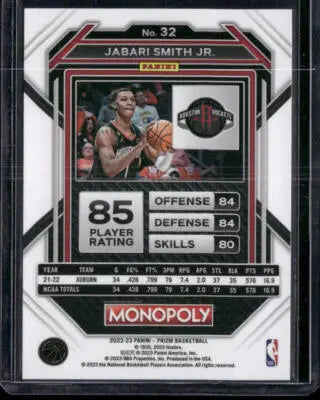 2022 Panini Prizm Monopoly Jabari Smith Jr. #32 RC Basketball - Basketball Card Single
