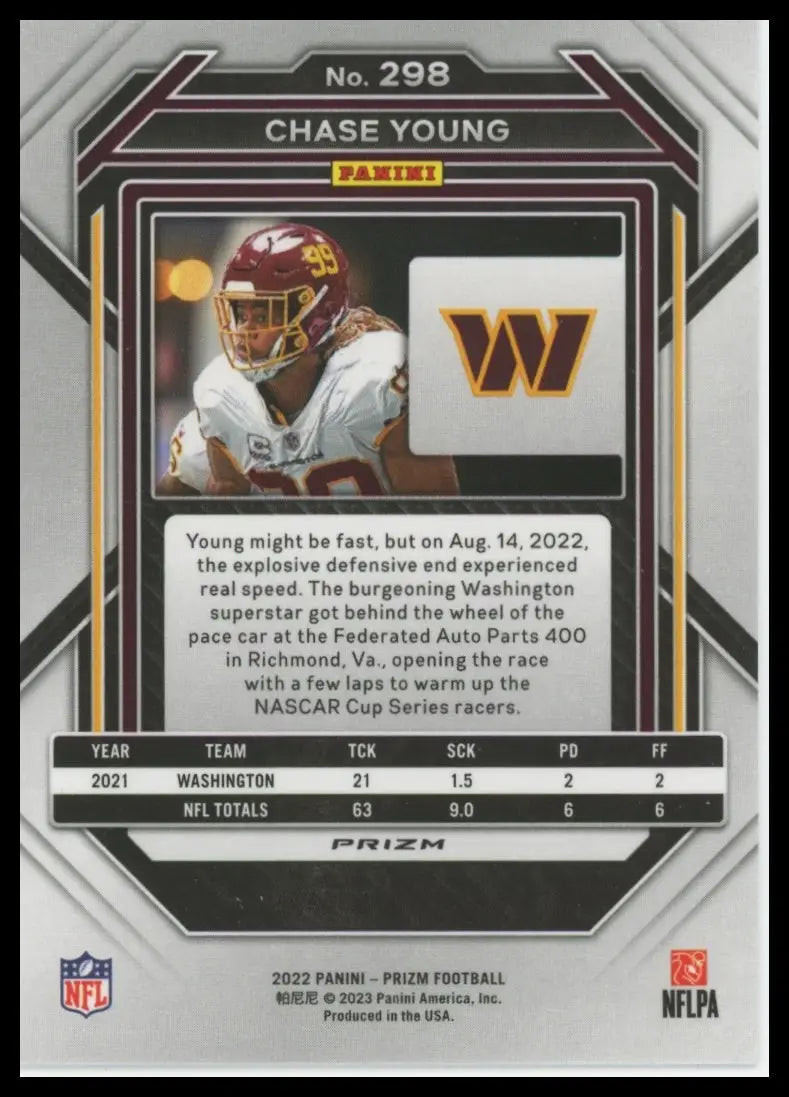 2022 Panini Prizm - No Huddle Chase Young 298 Washington Commanders - Football Card Single