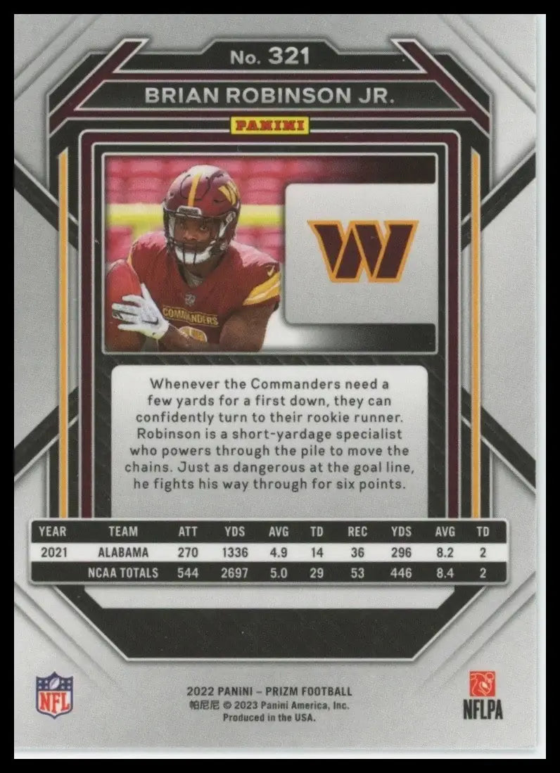 2022 Panini Prizm - Rookies Brian Robinson Jr. #321 (RC) - Football Card Single