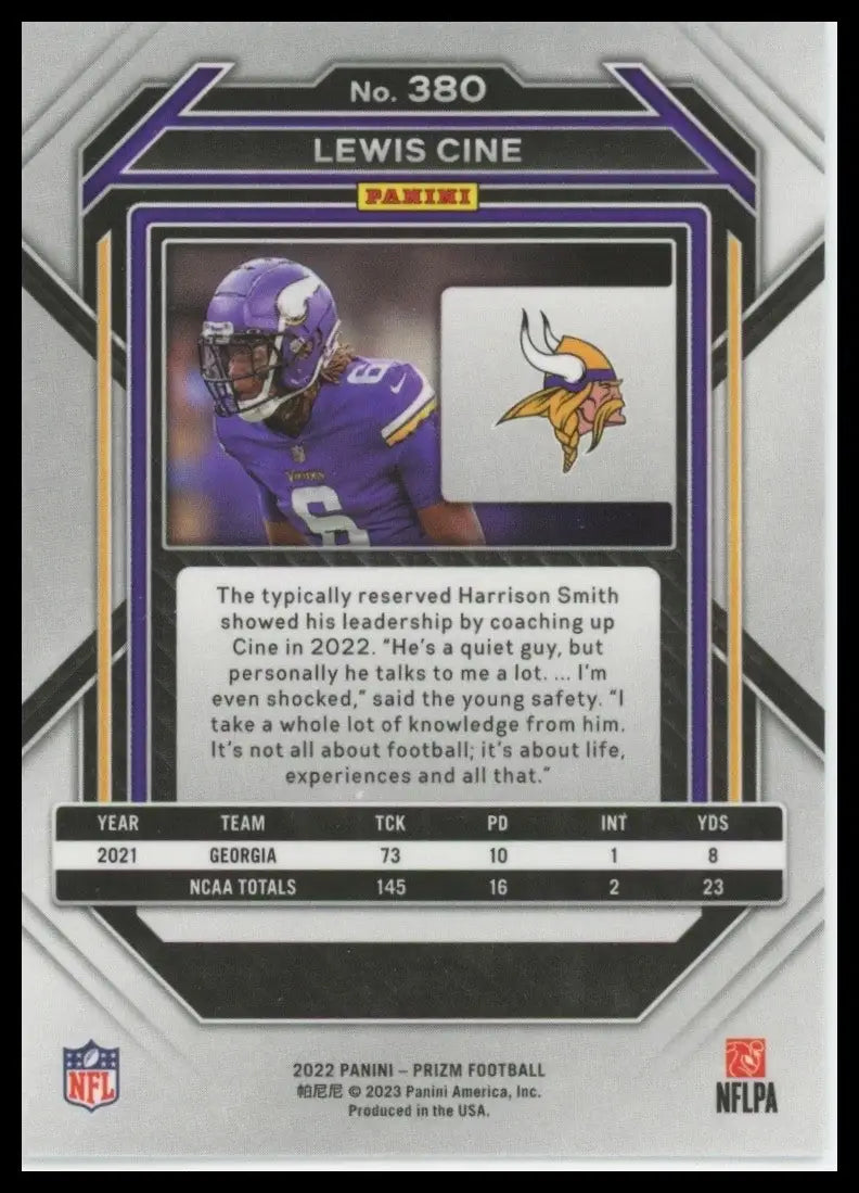 2022 Panini Prizm - Rookies Lewis Cine #380 (RC) - Football Card Single