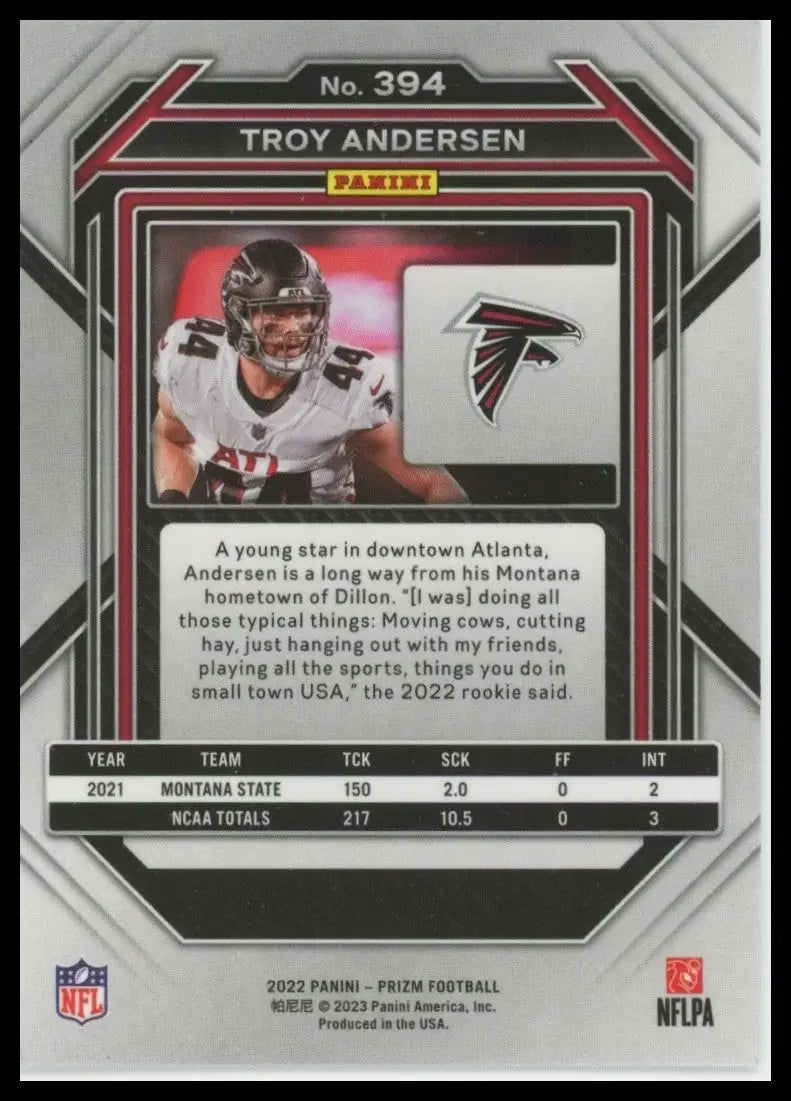 2022 Panini Prizm - Rookies Troy Andersen #394 (RC) - Football Card Single