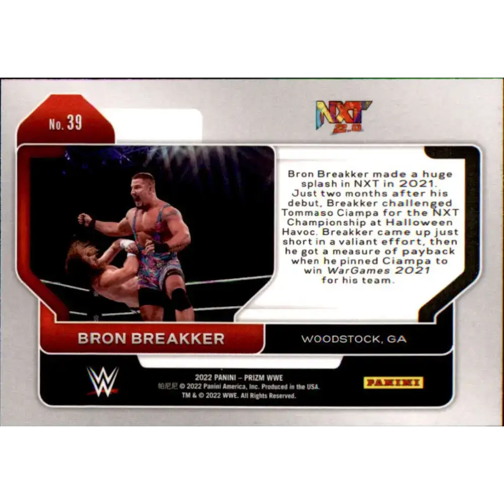 2022 Panini Prizm WWE # 39 Bron Breakker NXT 2.0 - Wrestling Card Single