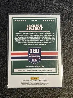2022 Panini Stars & Stripes USA Baseball #69 Jackson Holliday Longevity - Baseball Card Single