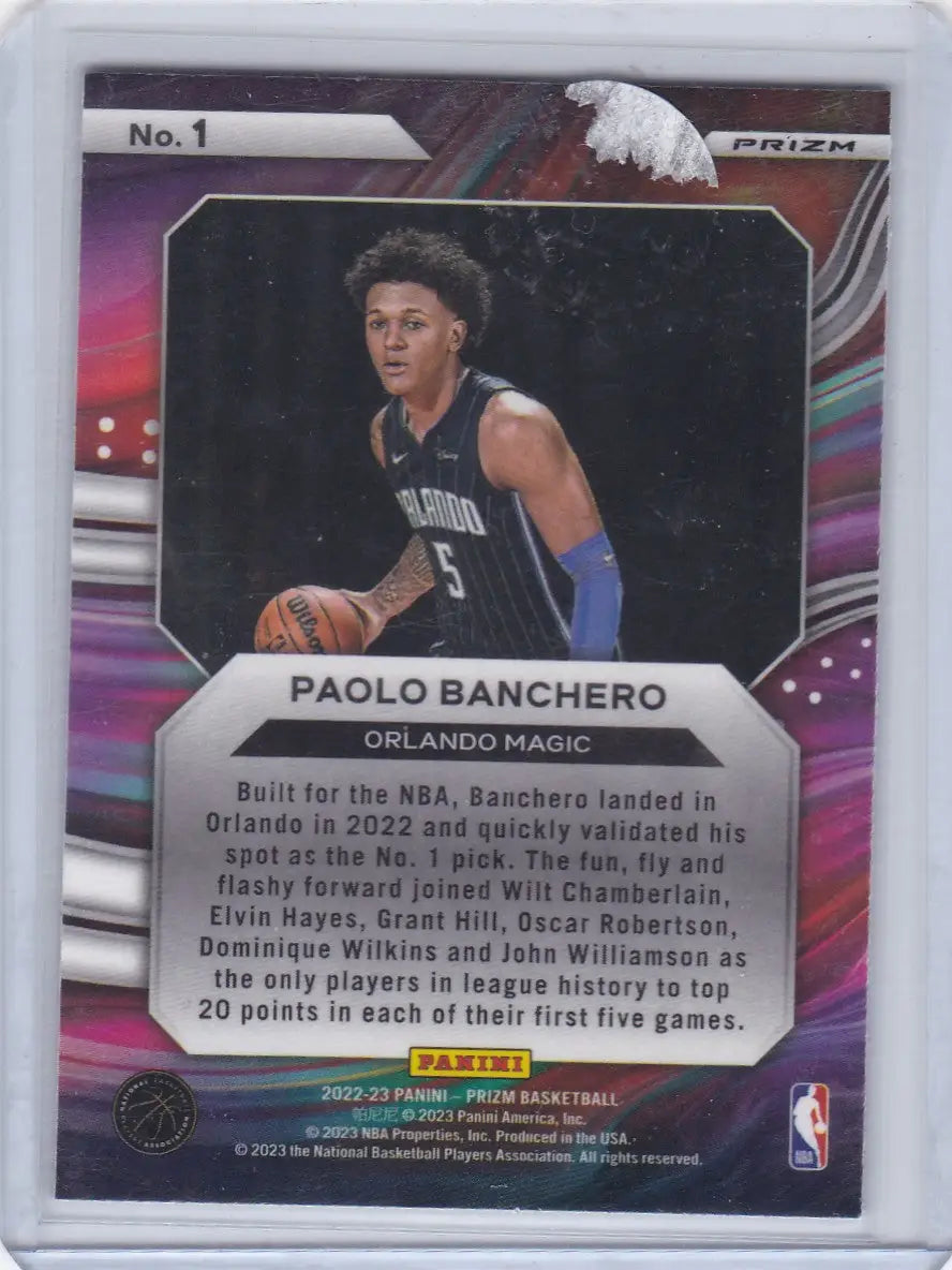 2022 PRIZM #1 PAOLO BANCHERO INSTANT IMPACT HOLO- ORLANDO MAGIC - Basketball Card Single