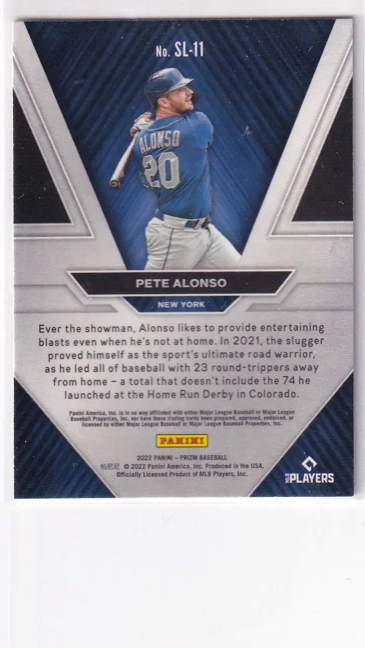 2022 PRIZM #SL-11 PETE ALONSO SLUGGERS- NEW YORK METS - Baseball Card Single