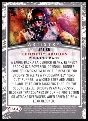 2022 SAGE Artistry Kennedy Brooks 67 Atlanta Falcons - Football Card Single