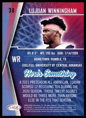 2022 SAGE Lujuan Winningham 38 Los Angeles Rams - Football Card Single