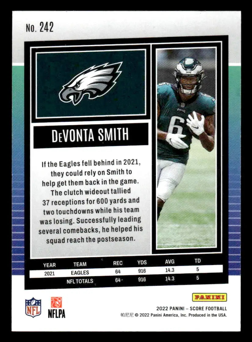 2022 Score #242 DeVonta Smith - Football Card Single