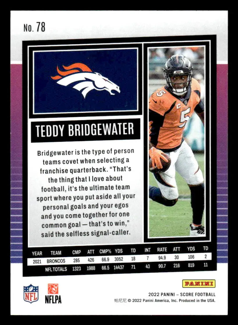 2022 Score #78 Teddy Bridgewater - Football Card Single
