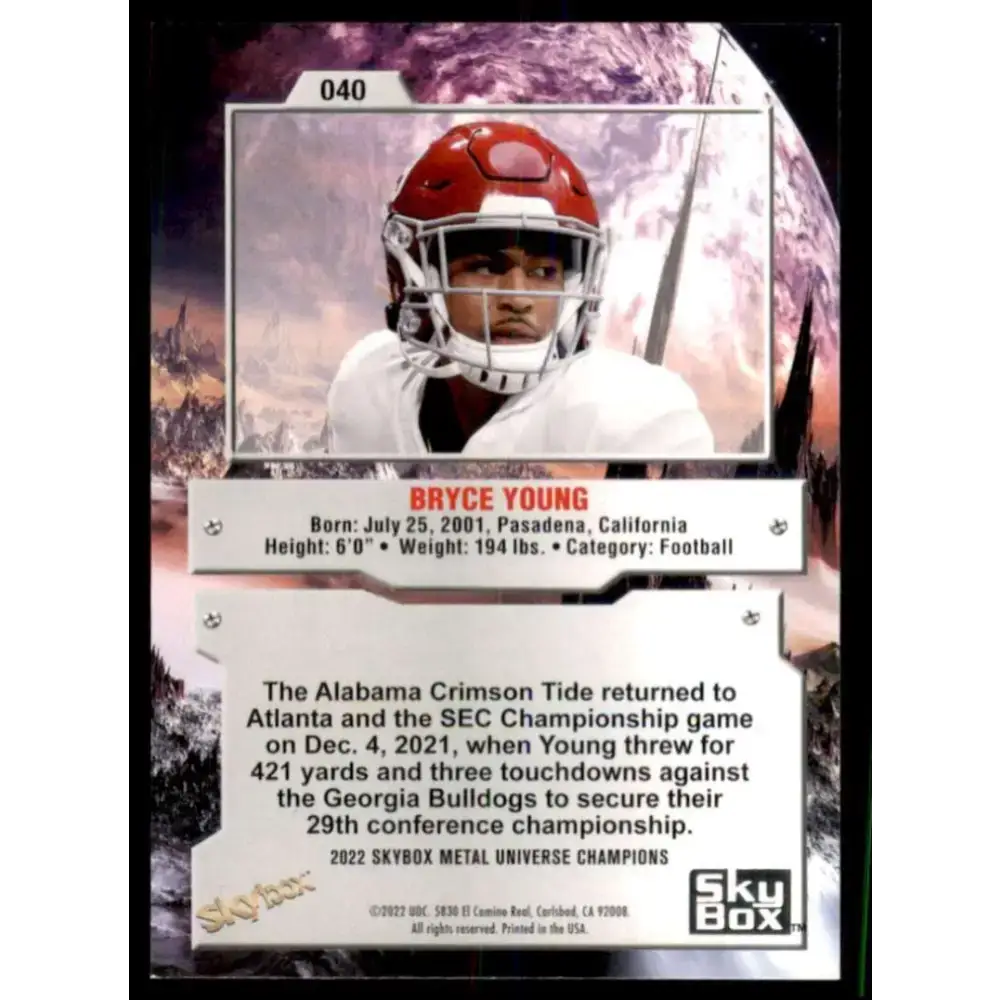 2022 Skybox Metal Universe Champions NM-MT #40 Bryce Young Football Card - Football Card Single